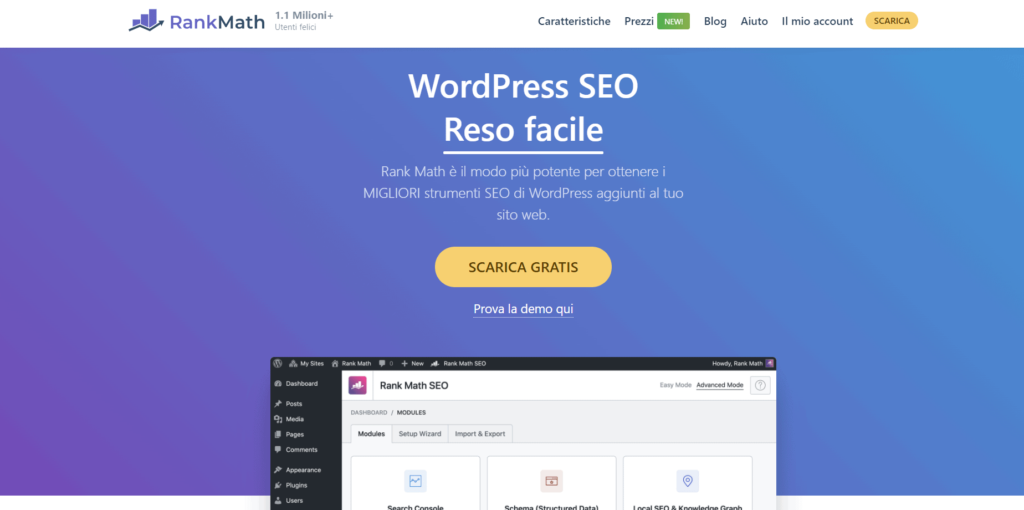 rank math plugin seo per creare un sito web e posizionarlo sui motori di ricerca