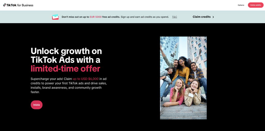 TikTok Ads Coupon 6000$ Pagina